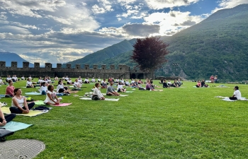 Launching the 10th International Day of Yoga (IDY) celebrations at Castelgrande, Bellinzona on 08 May 2024.